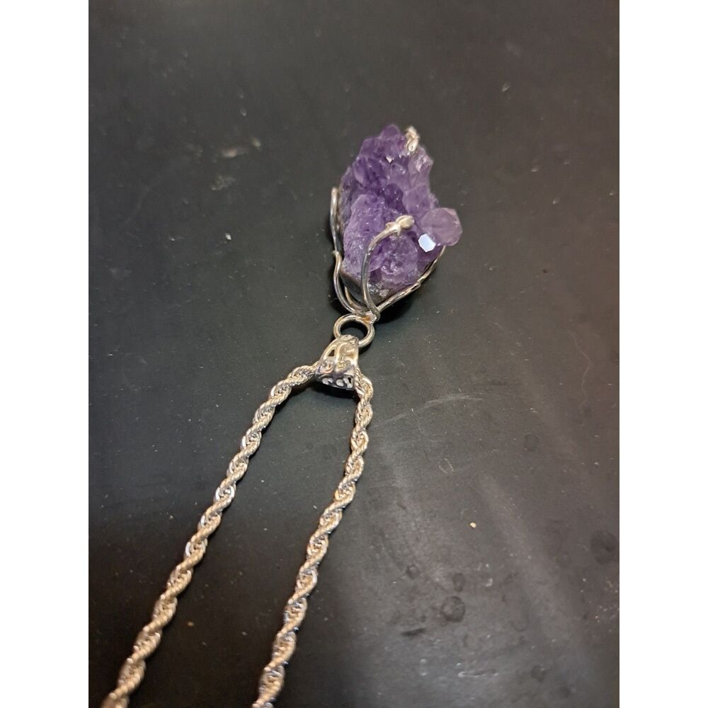 Artisan Crafted Rough Cut Amethyst Solitaire Pend… - image 6